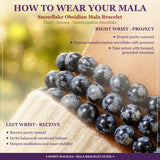 Mala Snowflake Obsidian Bracelet With Velvet Pouch
