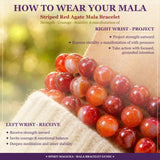 Mala Striped Red Agate Bracelet With Velvet Pouch