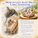 Gerador Grande Druzy de Ágata Renda Mexicana