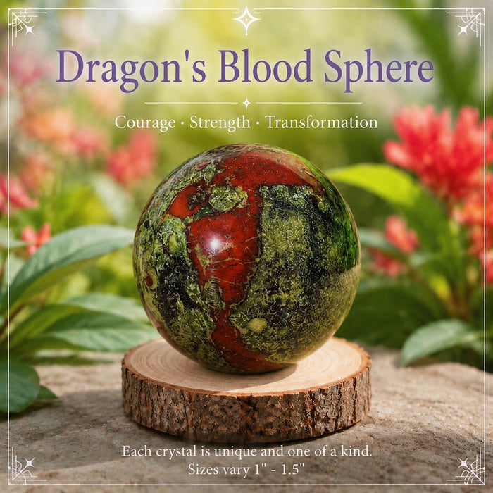 Dragon’s Blood mini sphere, green with red patches