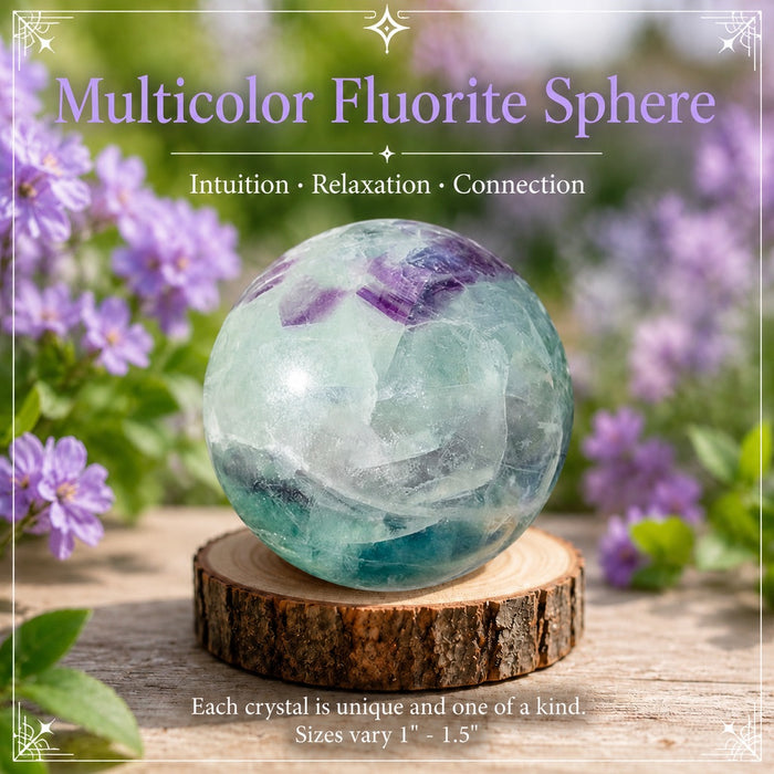 Multicolor Fluorite mini sphere with purple and green bands
