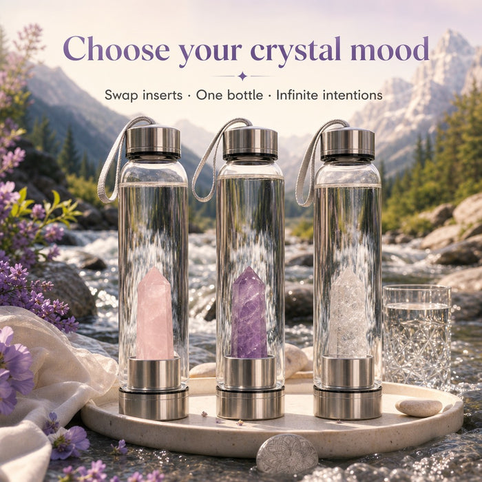 Bouteille d'eau en cristal + étui de transport
