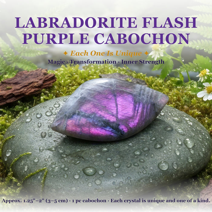 Labradorite cabochon flashing bright purple