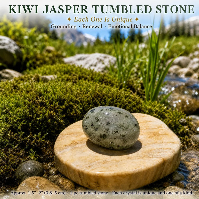 Spotted green kiwi jasper tumbled stone