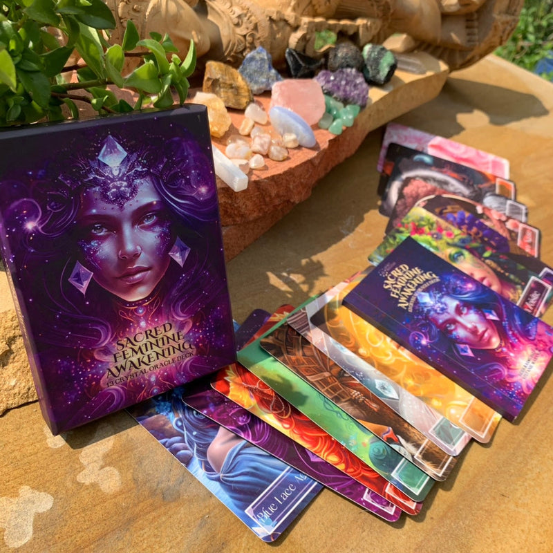 Arron Ready - Sacred Feminine Awakening Oracle Cards & 13 Crystal Pouch Set