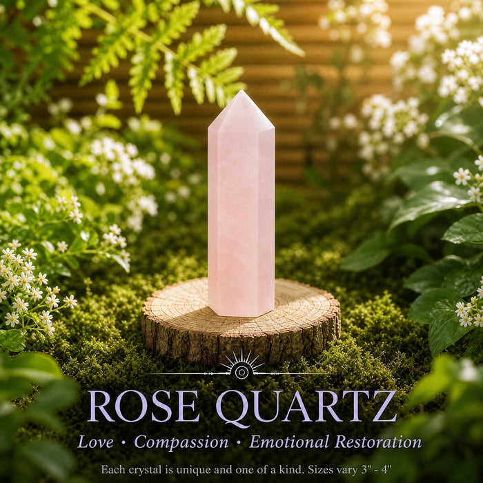 Soft pink rose quartz generator point