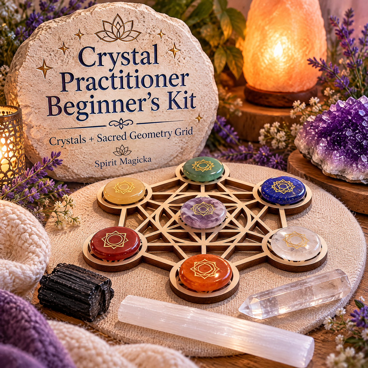 Crystal Practitioner Beginner’s Kit - Crystals + Sacred Geometry Grid | Spirit Magicka