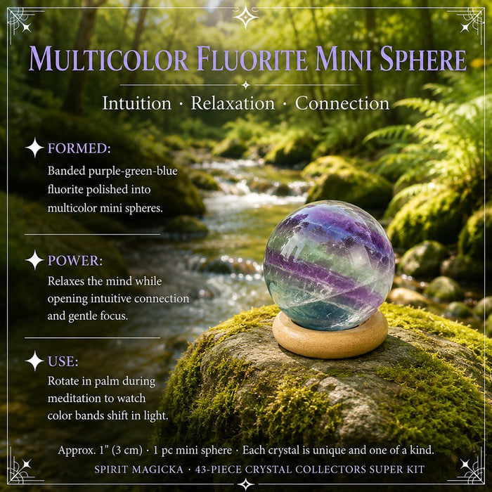 Multicolor Fluorite mini sphere with purple and green bands