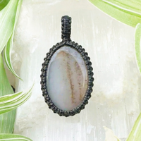 Collana con pendente Picture Jasper Macramé