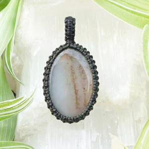 Collana con pendente Picture Jasper Macramé