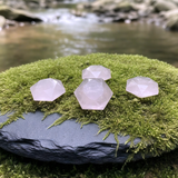 Rosenkvarts hellig geometri facetteret krystal