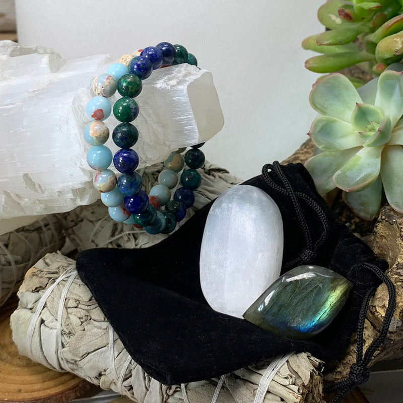 Hals Chakra Mala armbåndsett🌈