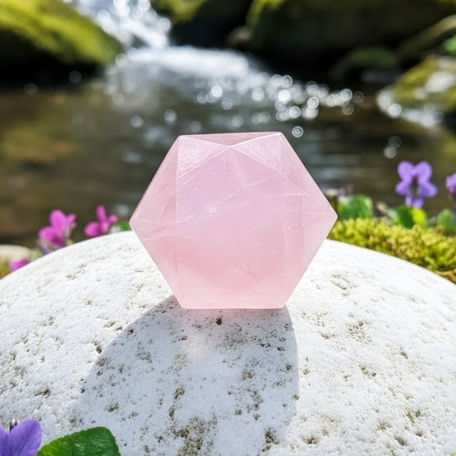 Cuarzo Rosa Geometría Sagrada Cristal Facetado