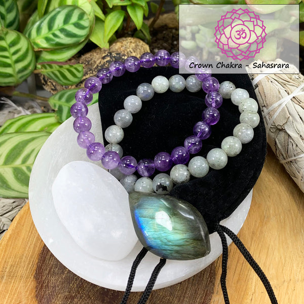 Conjunto de pulseras Crown Chakra Mala🌈