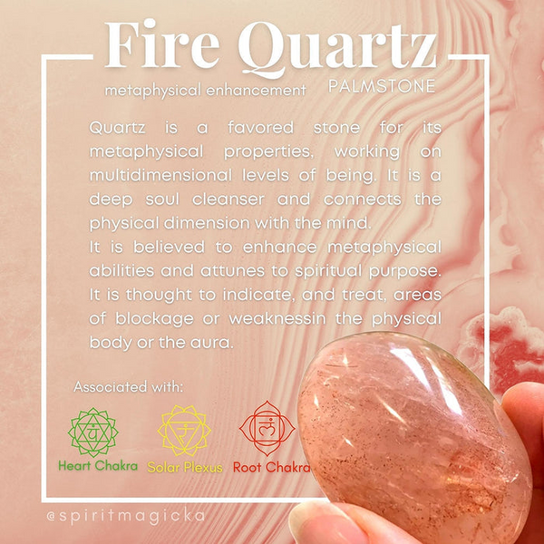 CONCOURS GRATUIT ! Fire Quartz Palmstone - (Payez simplement les frais d’expédition)