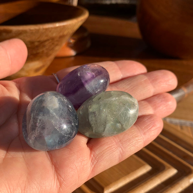 Multicolor Fluorite Tumbled Ellipse