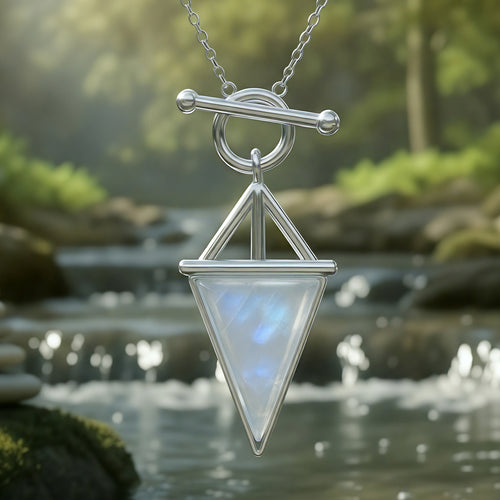 Z ARRON DESIGN Collier avec pendentif en fil de cuivre et pierre de lune Serenity