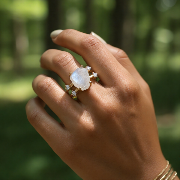 Z ARRON DESIGN Serenity Moonstone kobbertråd vedhæng halskæde