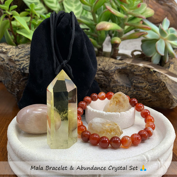 Conjunto de pulsera Mala y cristal de abundancia 🙏