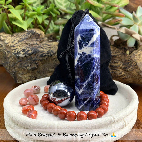 Conjunto de pulsera Mala y cristal de equilibrio 🙏