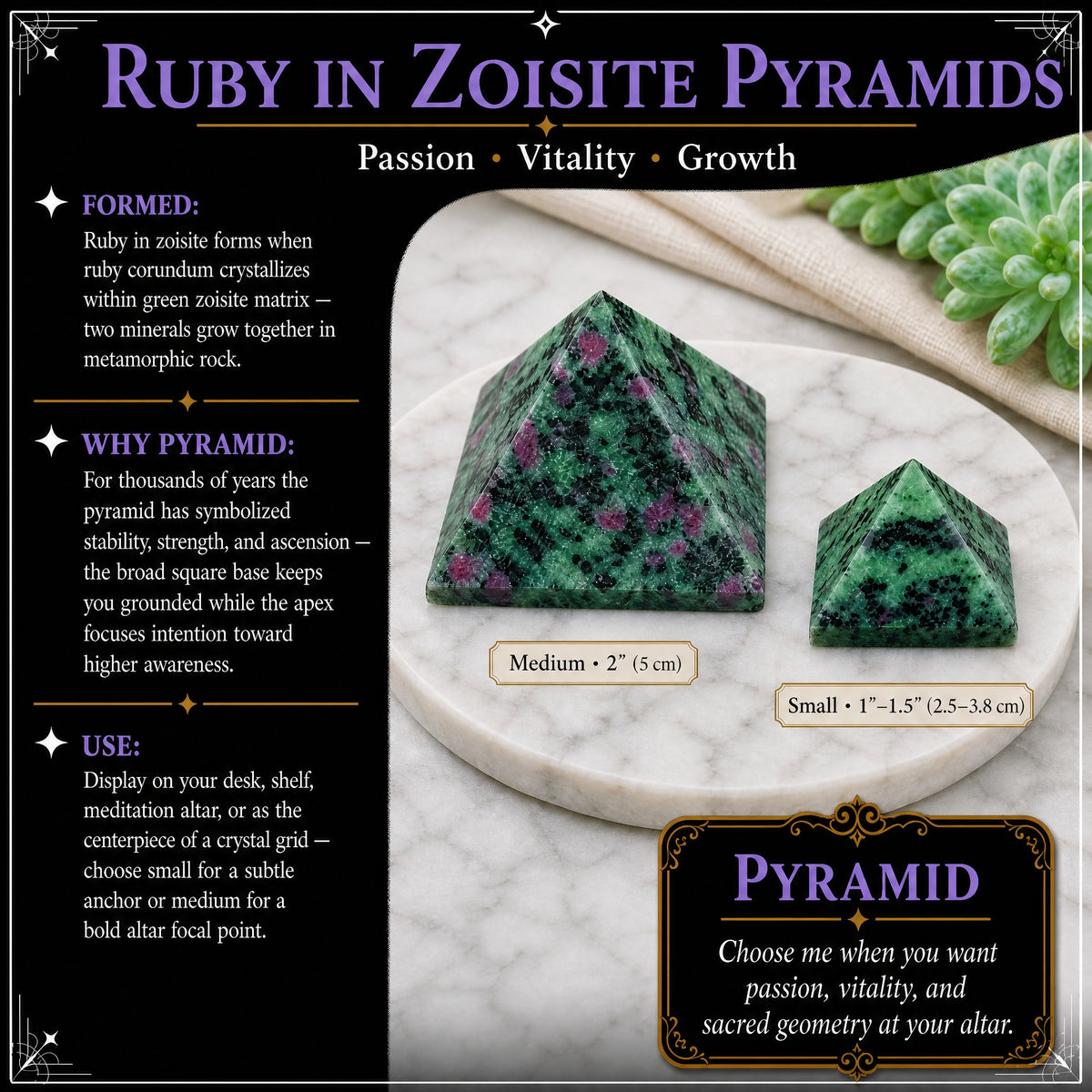 Rubin in Zoisit-Pyramide – mittelgroß