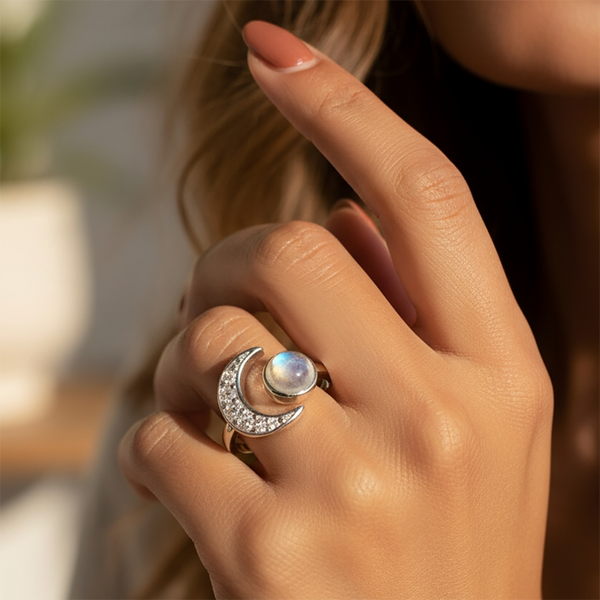 Z ARRON DESIGN Collar con colgante de alambre de cobre con piedra lunar Serenity