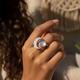 Z ARRON DESIGN Serenity Mondstein Kupferdraht-Anhänger-Halskette