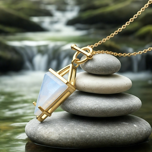 Z ARRON DESIGN Collier avec pendentif en fil de cuivre et pierre de lune Serenity