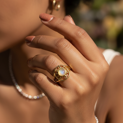 Z ARRON DESIGN Serenity Moonstone kobbertråd vedhæng halskæde