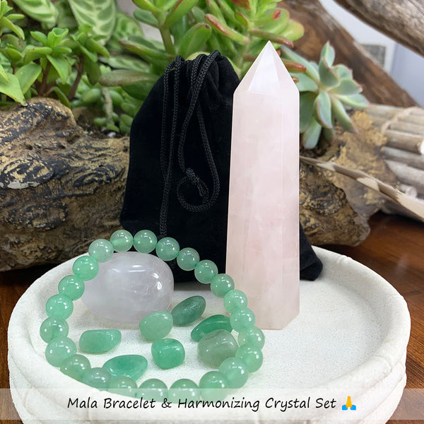 Conjunto de Pulsera Mala y Cristal Armonizador 🙏