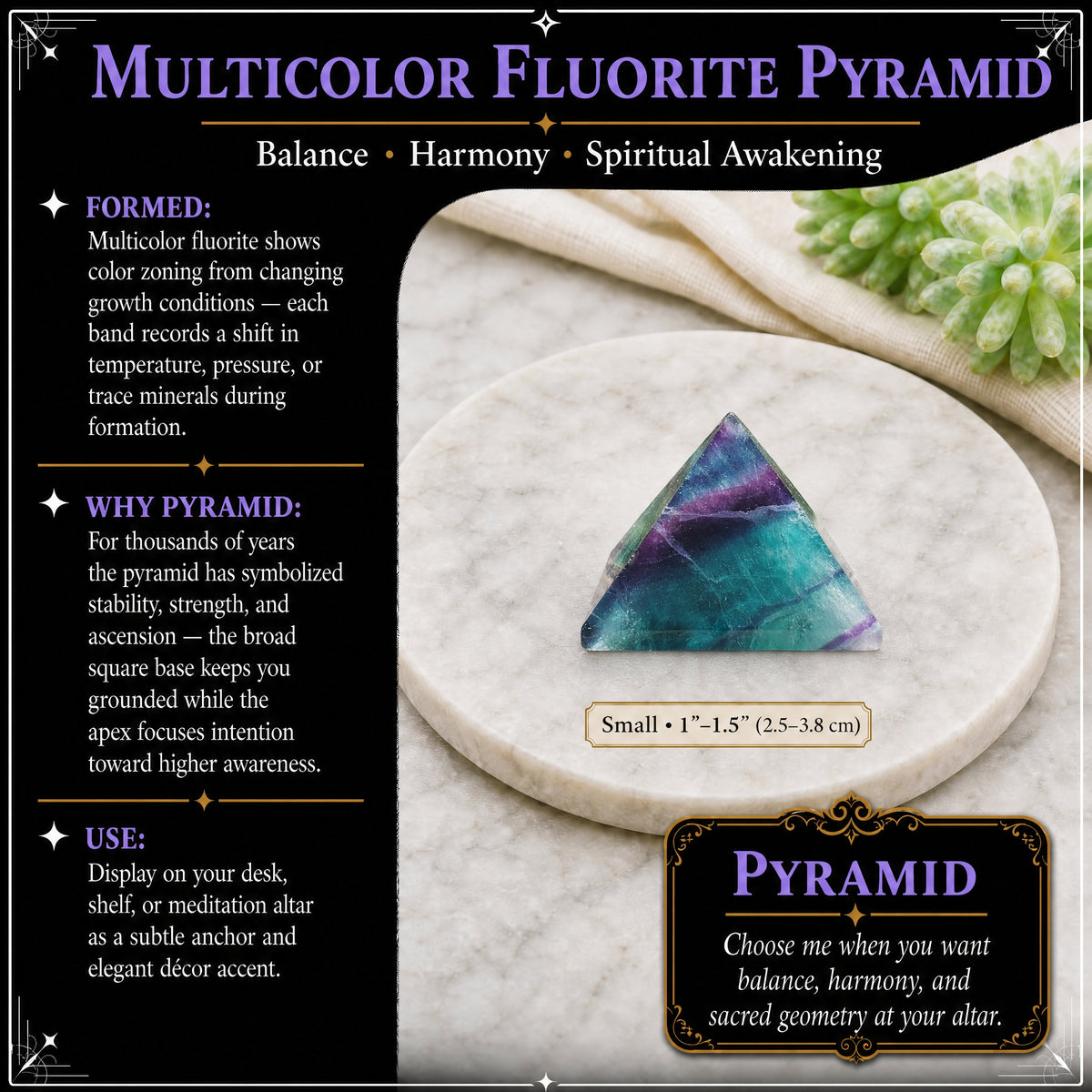Piramide di fluorite multicolore - Piccola