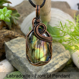 Magical Labradorite Copper Wire Pendant Necklace