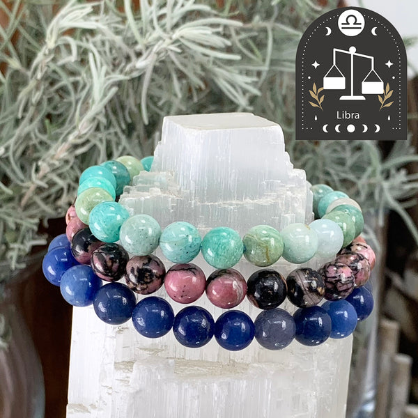 ♎ Libra - September 23rd to October 22nd - Zodiac Astrology Crystal Bracelets Set