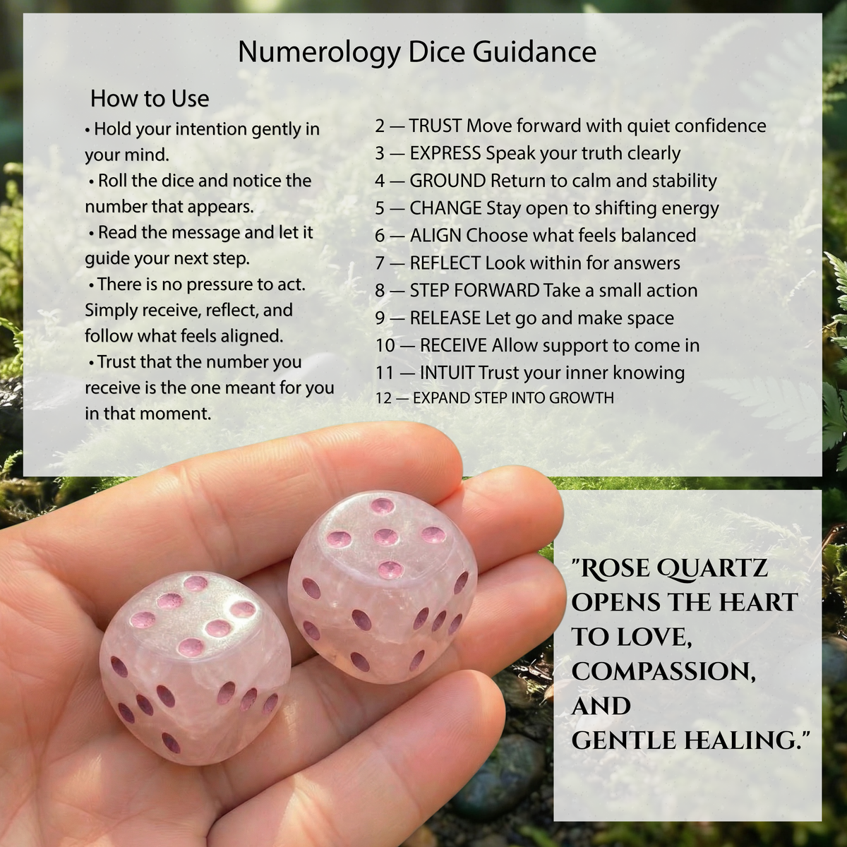 🎲 Rose Quartz — Intention & Decision Dice