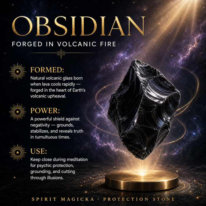 A glossy rough obsidian piece with sharp fracture faces above a gold pedestal