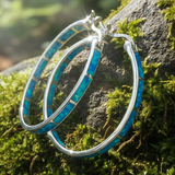 Opal & Silver Hoop Earrings