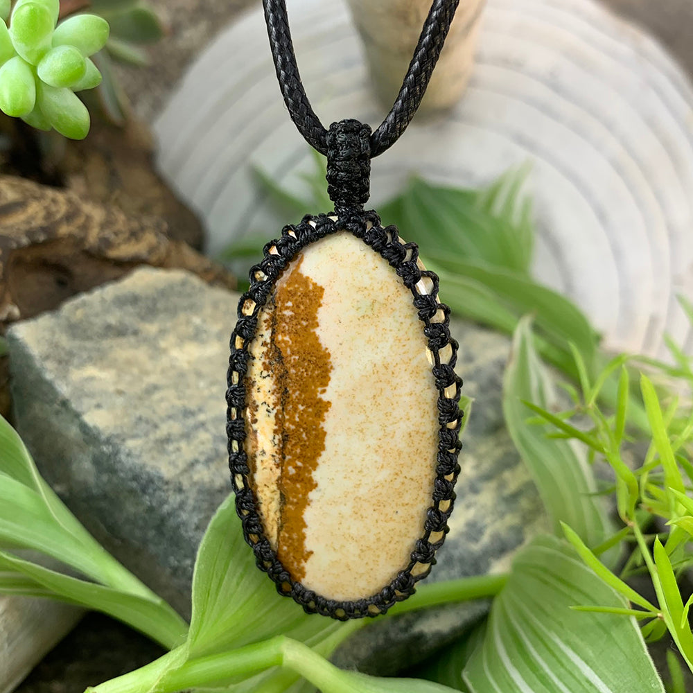 80% OFF Picture Jasper Macramé Pendant Necklace