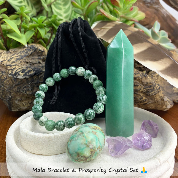 Conjunto de pulsera Mala y cristal de prosperidad 🙏