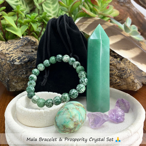 Mala Bracelet & Prosperity Crystal Set 🙏