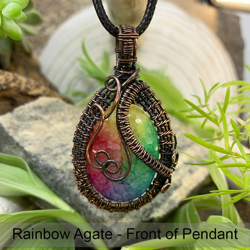 Rainbow Agate kobbertråd vedhæng halskæde