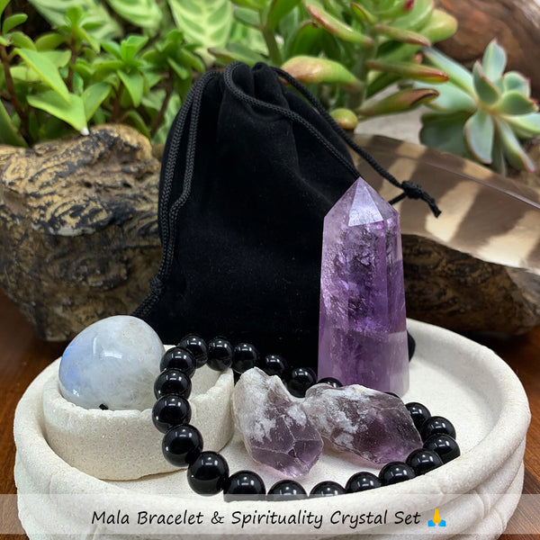 Conjunto de pulsera Mala y cristal de espiritualidad 🙏