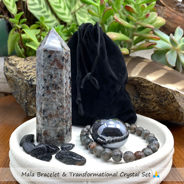 PRIZE WINNER! Yooperlite Glowing Stone Set + Mala Bracelet