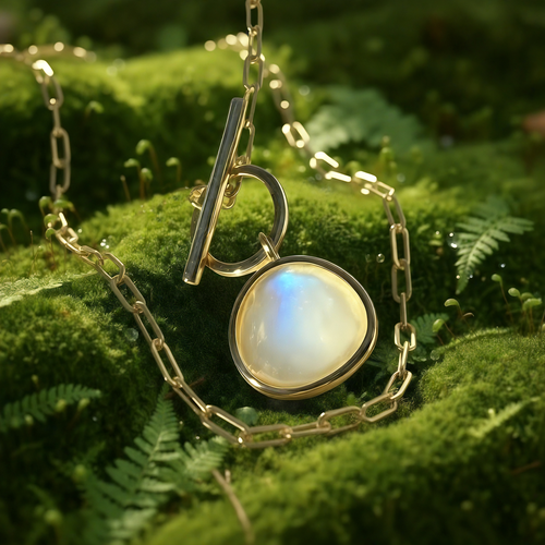 Z ARRON DESIGN Serenity Moonstone koperdraad hanger ketting