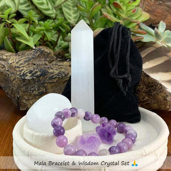 Conjunto de pulsera Mala y cristal de sabiduría 🙏