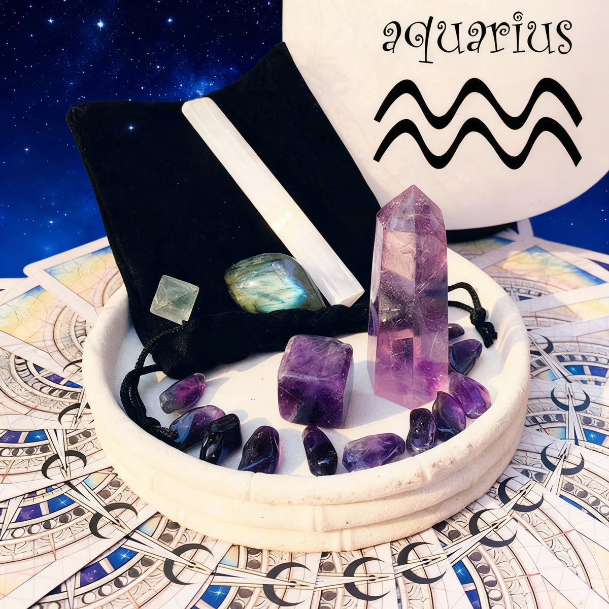 ♒ Vandmanden - 20. januar - 18. februar - Zodiac Crystal Fusion-sæt med etui