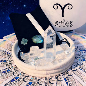 ♈ Væren - 21. mars - 19. april - Zodiac Crystal Fusion-sett med veske