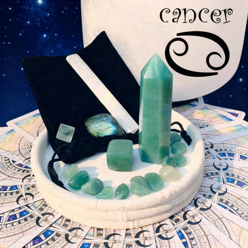 ♋ Kreft - 21. juni - 22. juli - Zodiac Crystal Fusion-sett med veske