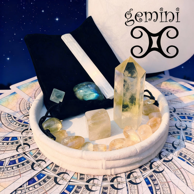 ♊ Zwillinge – 21. Mai – 20. Juni – Sternzeichen-Kristall-Fusionsset mit Beutel
