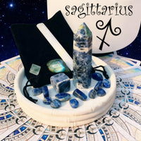♐ Sagitario - 22 de noviembre - 21 de diciembre - Conjunto de fusión de cristales del zodíaco con bolsa