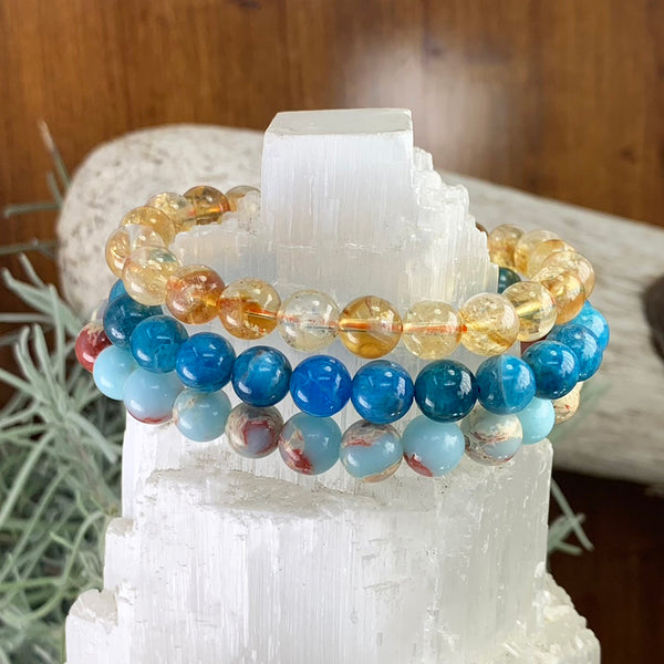 3-Piece Crystal Bracelet "Abundance Set"  + Velvet Pouch